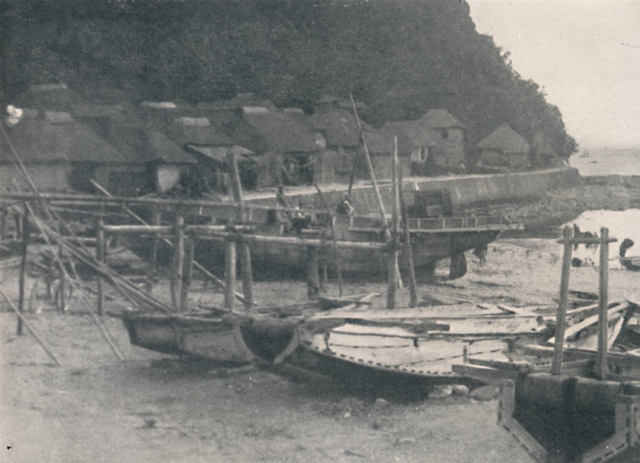 Tai-no-ura - Apró házak a homok szélén halászhajókkal, 1900, 1921 alkotó: Julian Leonard Street