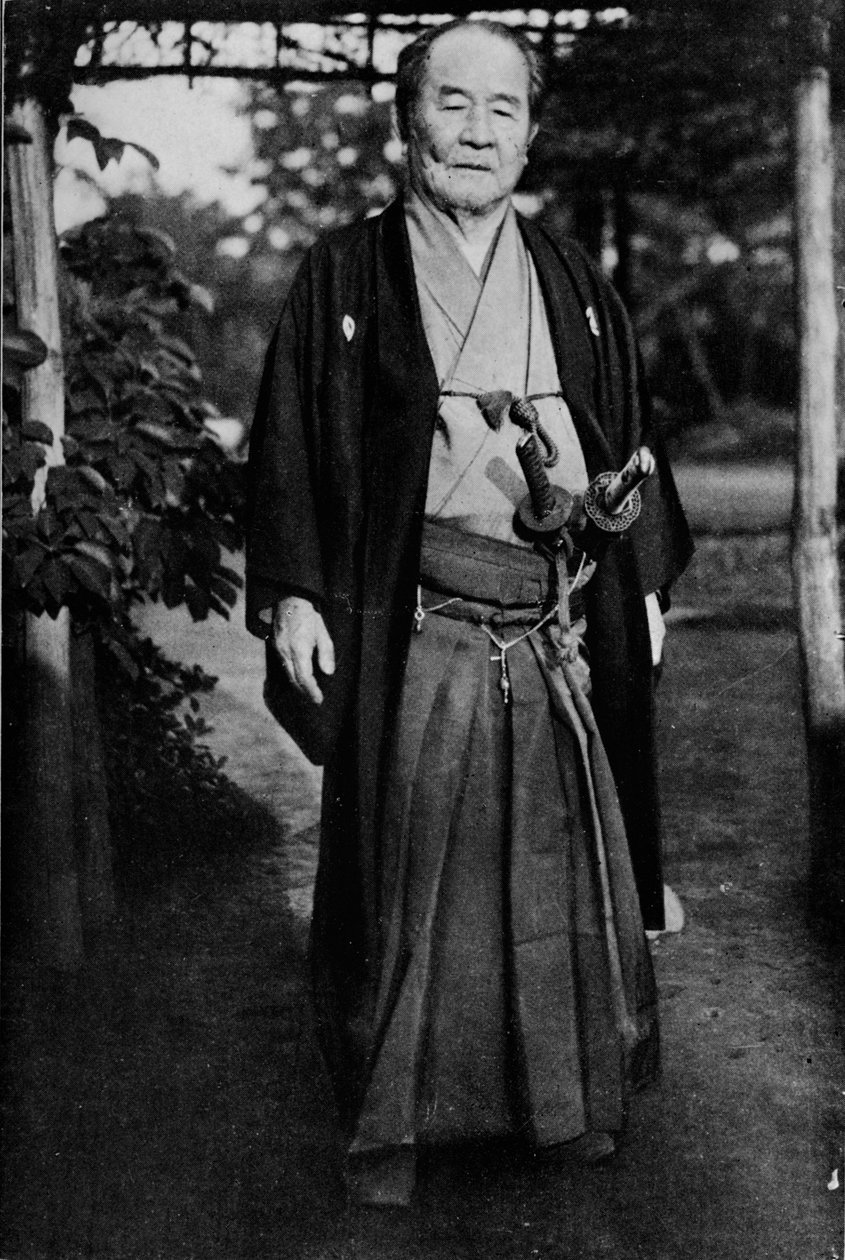 Shibusawa vikomt, 1840-1931, szamurájkardját viselve, c1900, 1921 alkotó: Julian Leonard Street