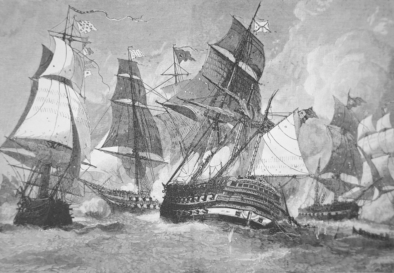 Chesapeake-öböli csata (litho) alkotó: Julian Oliver (after) Davidson