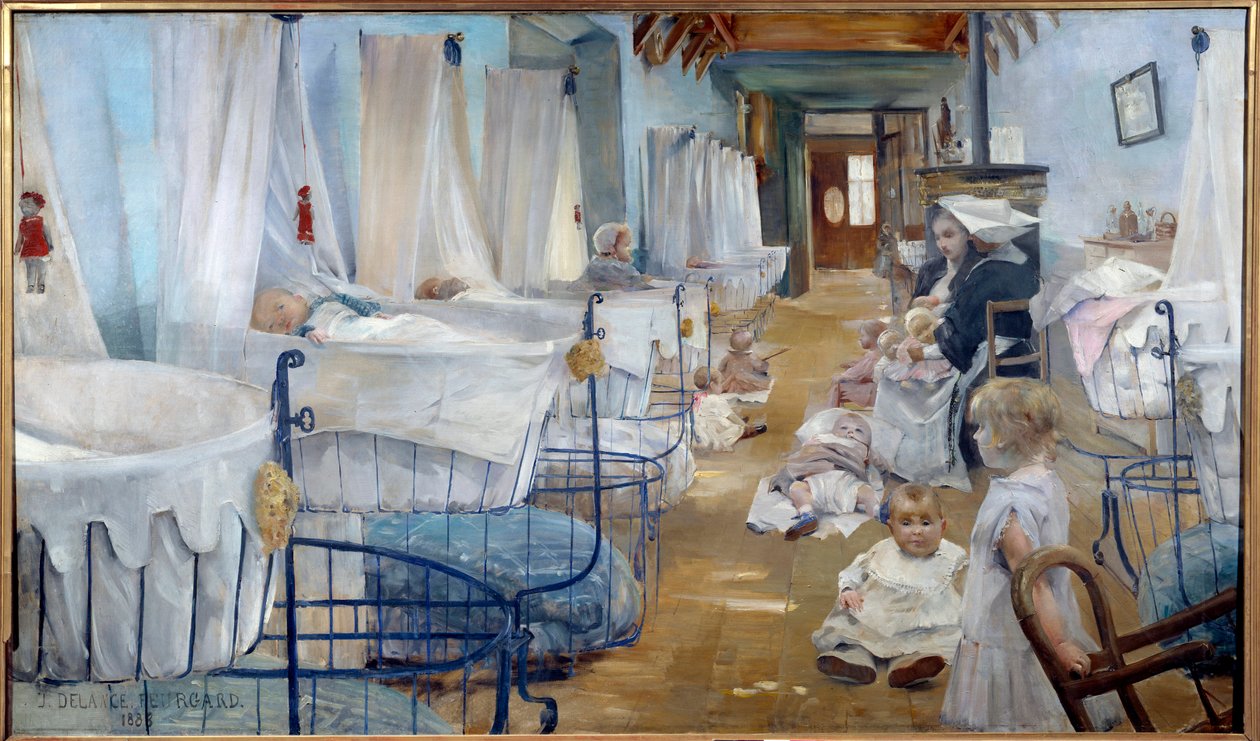 Les crceaux, óvoda állami segítségért Julie Delance Feurgard (1859-1892) festménye 1888 Brest, Szépművészeti Múzeum - Bölcsők, idősek otthona, állami segítség. Julie Delance Feurgard (1859-1892) festménye alkotó: Julie Delance Feurgard