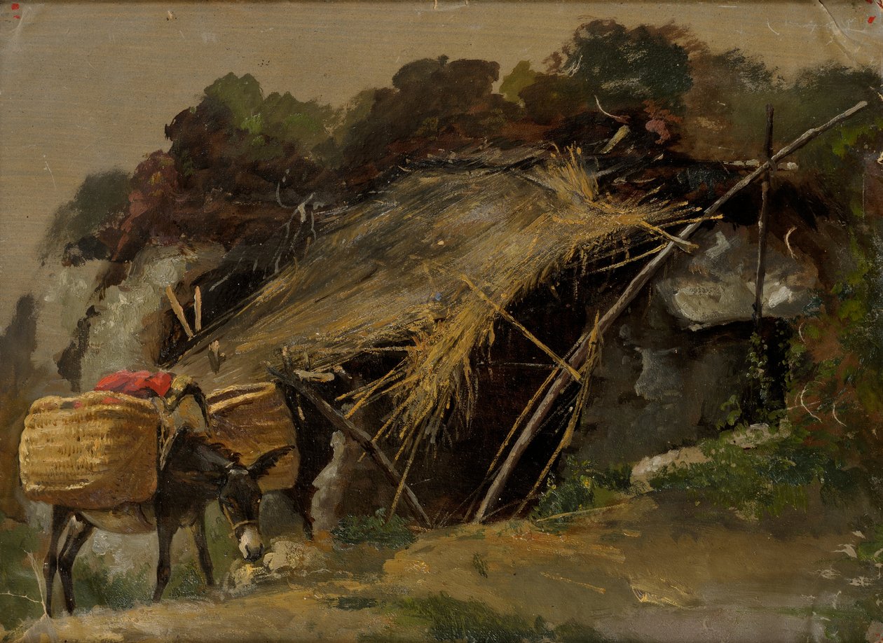 Észt: "Olasz tájkép szamárral" alkotó: Julie Wilhelmine Hagen Schwarz