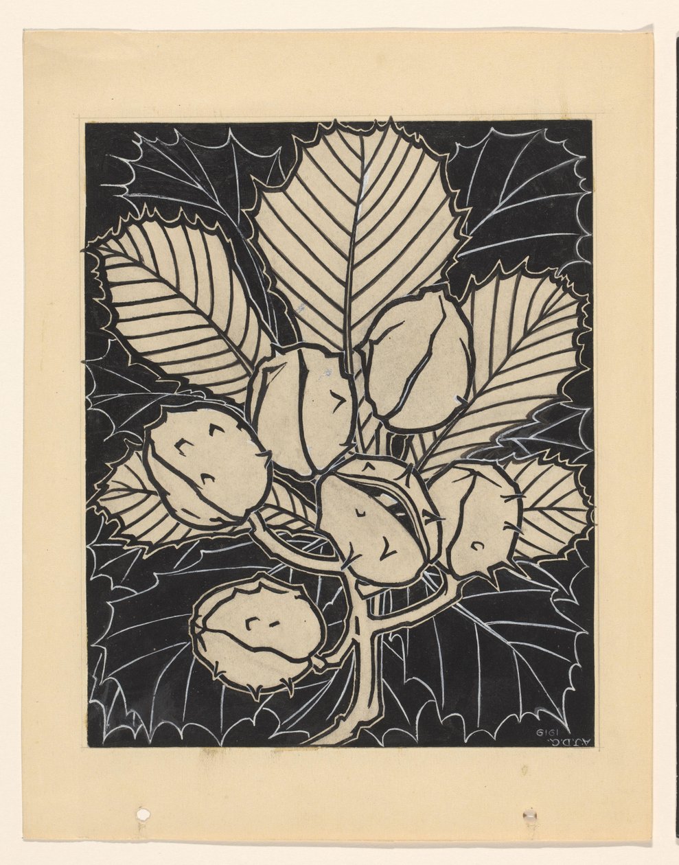 Gesztenyelevél gyümölcsökkel alkotó: Julie de Graag (signed by artist)