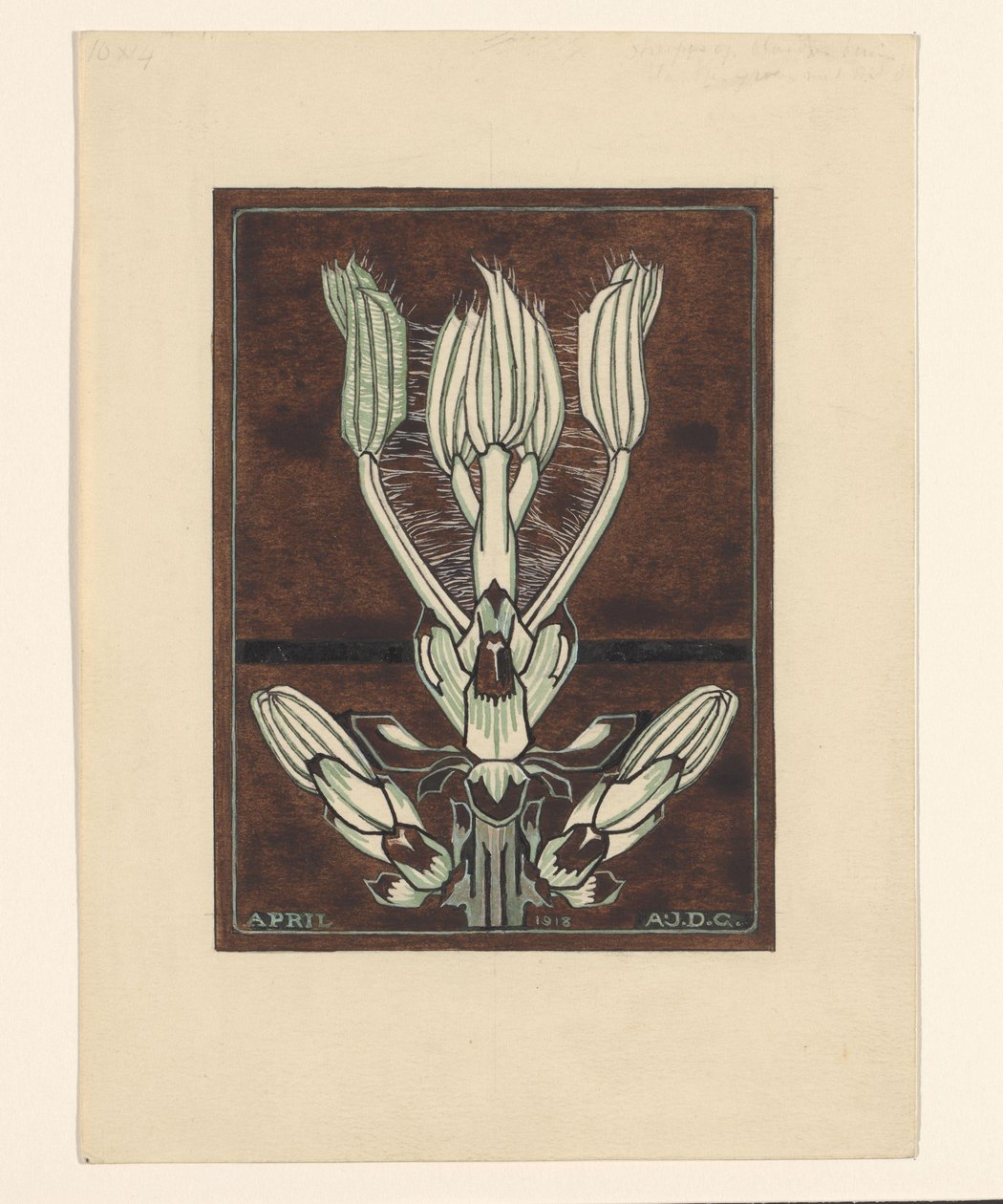 Egy virág bimbói április (cím az objektumon) alkotó: Julie de Graag (signed by artist)