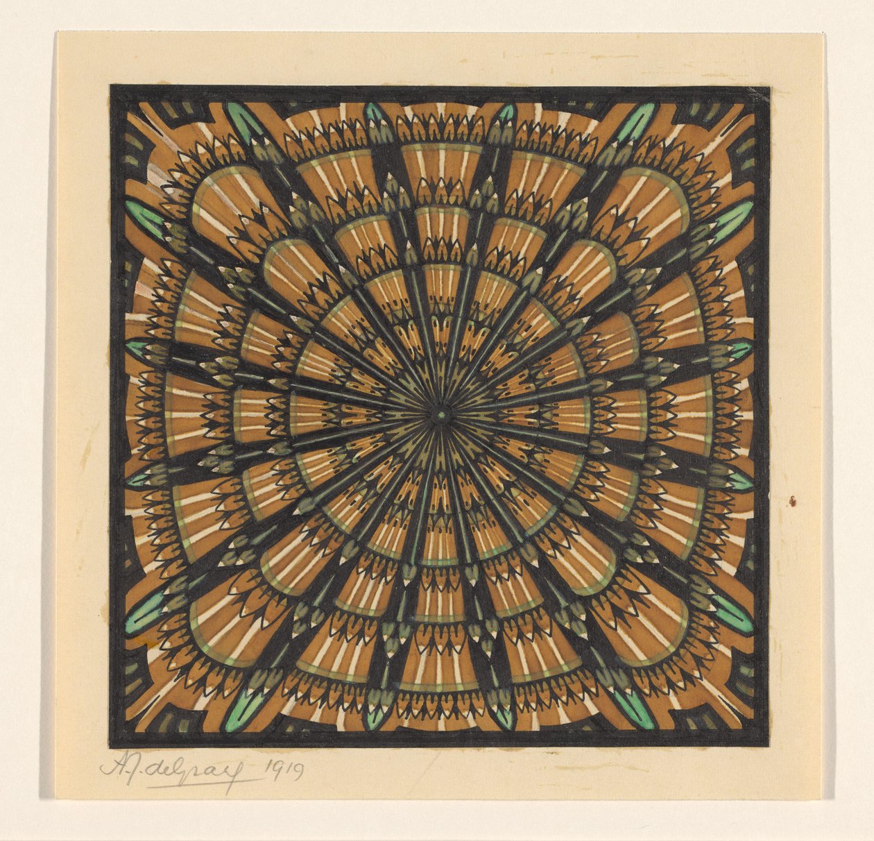 Tervezés négyzet alakú szőnyeghez alkotó: Julie de Graag (signed by artist)