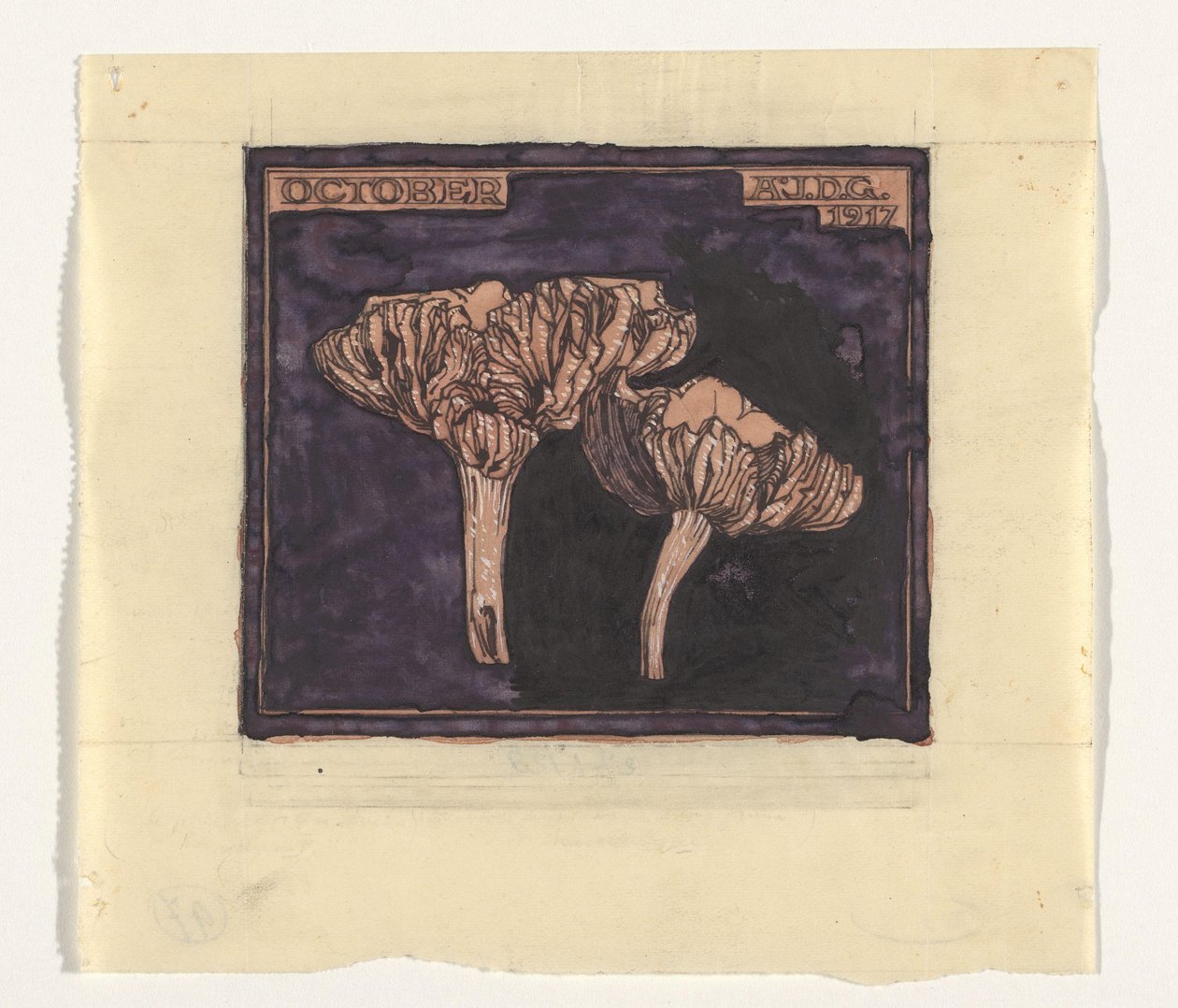 gombát október (cím a tárgyon) alkotó: Julie de Graag (signed by artist)