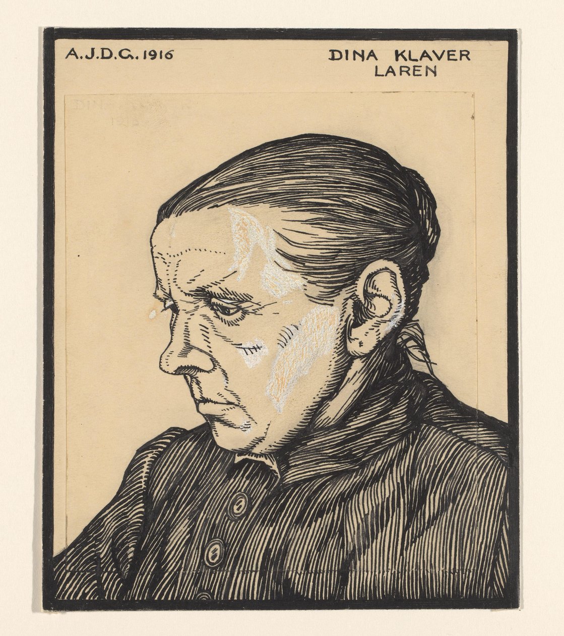 Dina Klaver portréja Dina Klaver Laren (cím a tárgyon) alkotó: Julie de Graag (signed by artist)