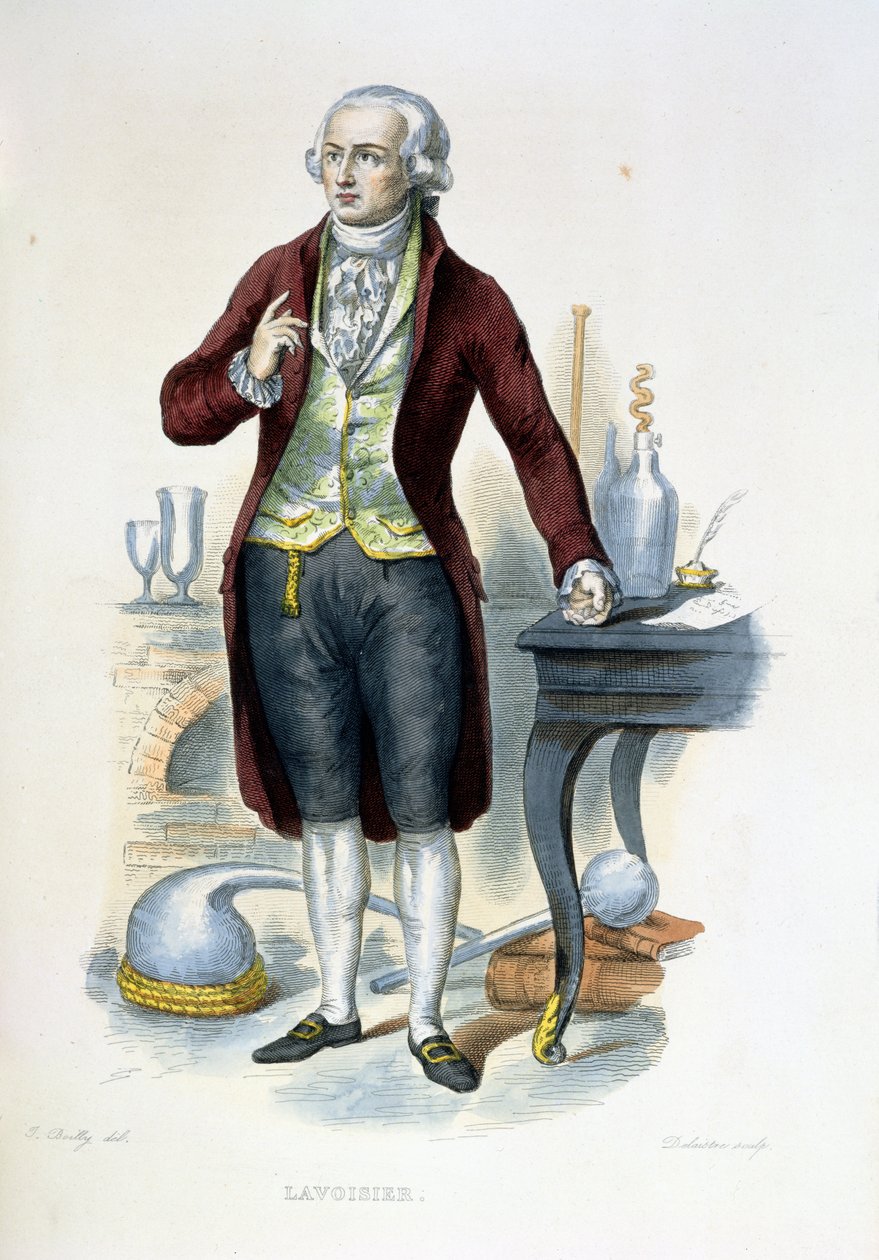 Antoine Laurent de Lavoisier (1743-94) illusztrációja E. Mennechet „Le Plutarque Francais” című művéből, Delaistre metszete, 1835 alkotó: Julien Leopold Boilly