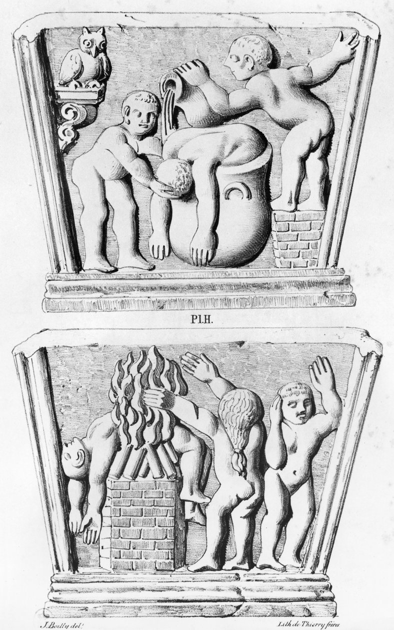 Keresztség, gnosztikus koporsók másolata, Thierry freres metszete (XIX. század) alkotó: Julien Leopold Boilly