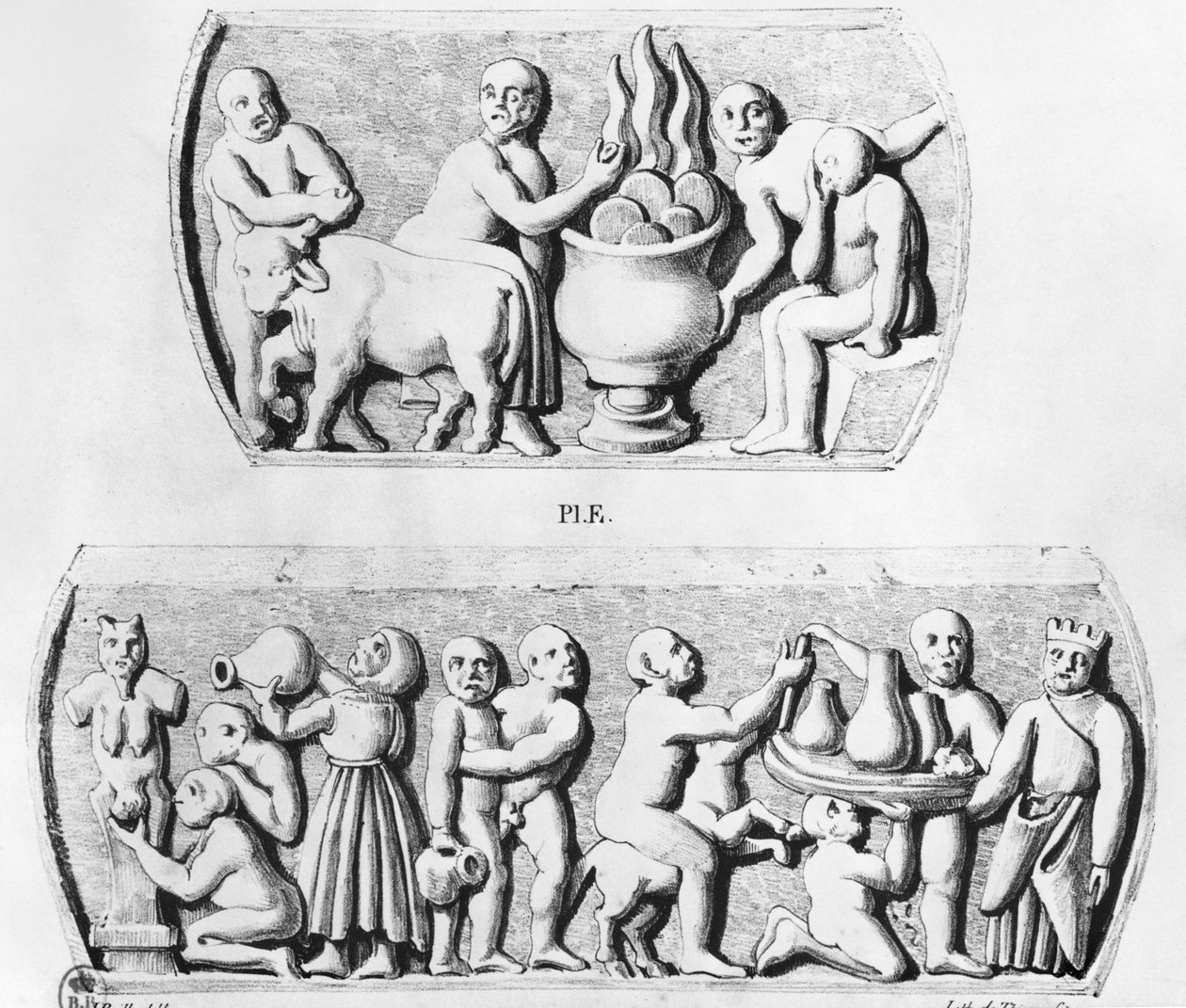 Gnósztikus Eucharisztia, a gnosztikus koporsó másolata, Thierry freres metszete (19. század) (287227 oldallap) alkotó: Julien Leopold Boilly
