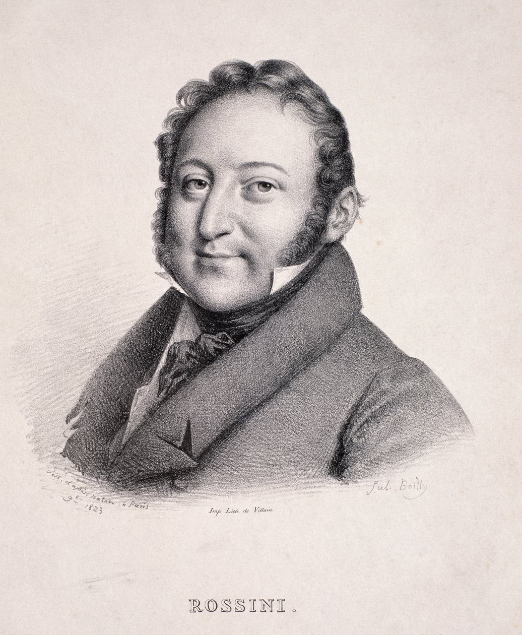 Gioacchino Rossini (1792-1868) portréja, amelyet Villain metszett, 1823 alkotó: Julien Leopold Boilly