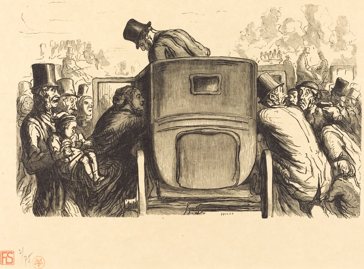 Univerzális kiállítás: A külföldi minden kívánatos létesítményt megtalál... alkotó: Julien Antoine Peulot after Honoré Daumier