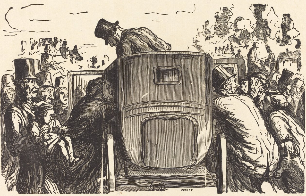 Univerzális kiállítás: A külföldi minden kívánatos létesítményt megtalál... alkotó: Julien Antoine Peulot after Honoré Daumier