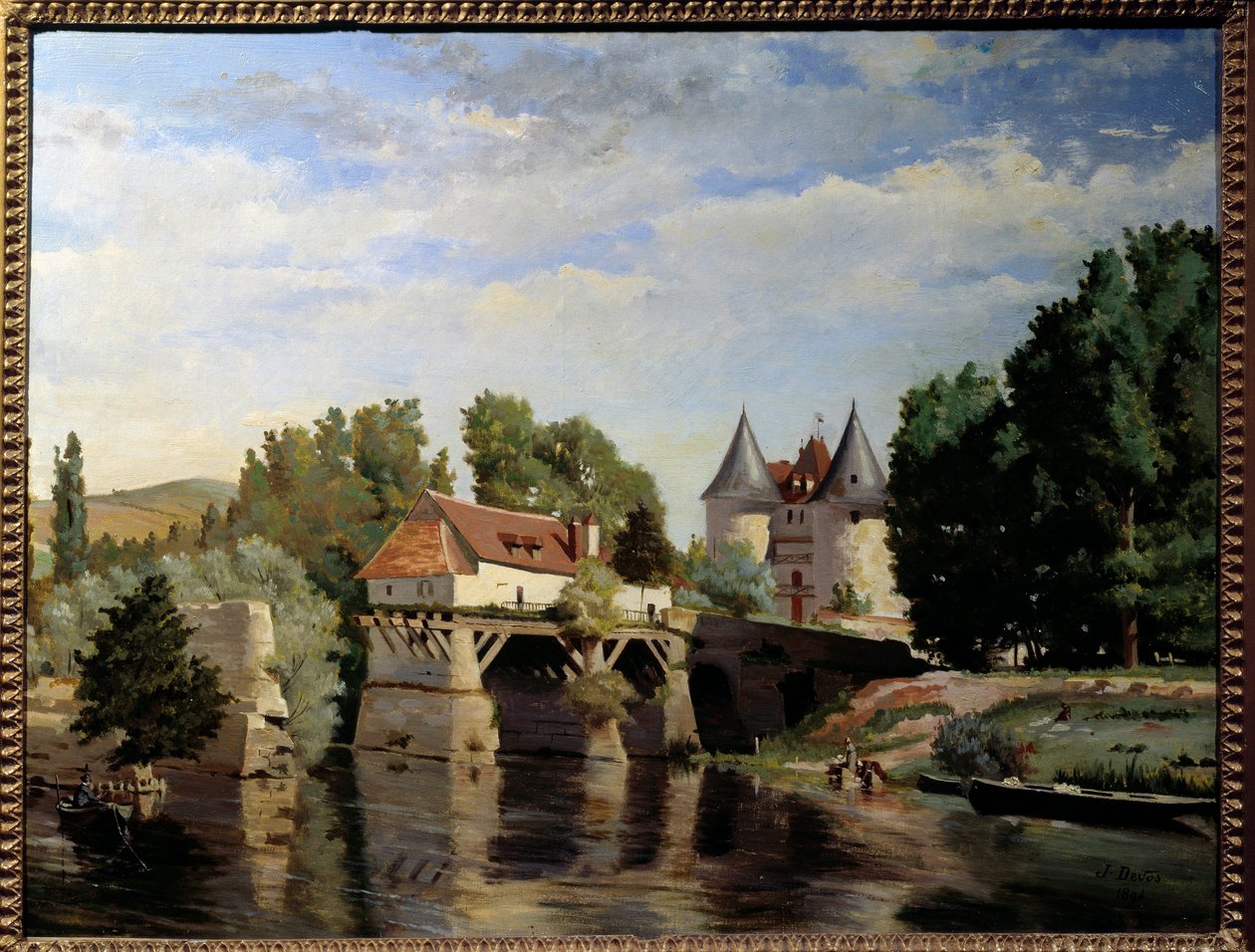 A Vernon-híd romjai. Julien Devos festménye (1846-1925) alkotó: Julien Devos