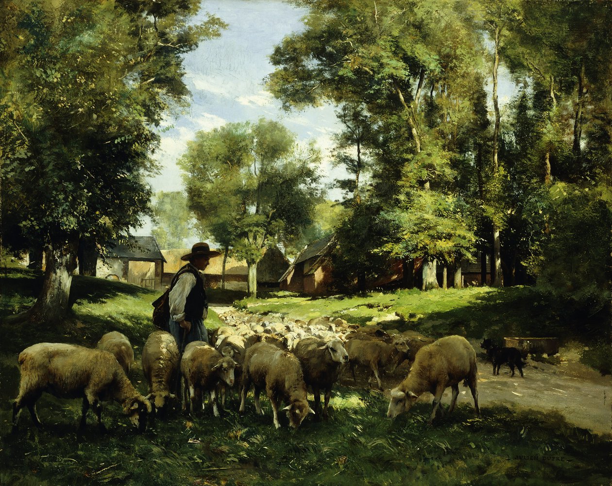 Egy pásztor és nyája, alkotó: Julien Dupre
