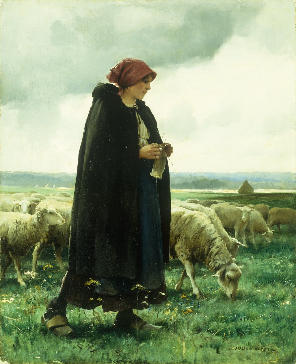 Pásztorlány a nyájával alkotó: Julien Dupre