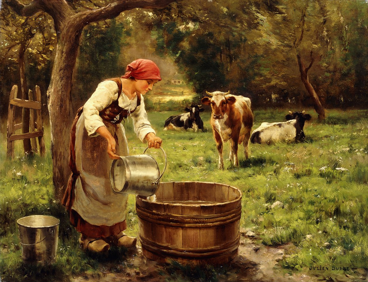 A tehenek gondozása, alkotó: Julien Dupre