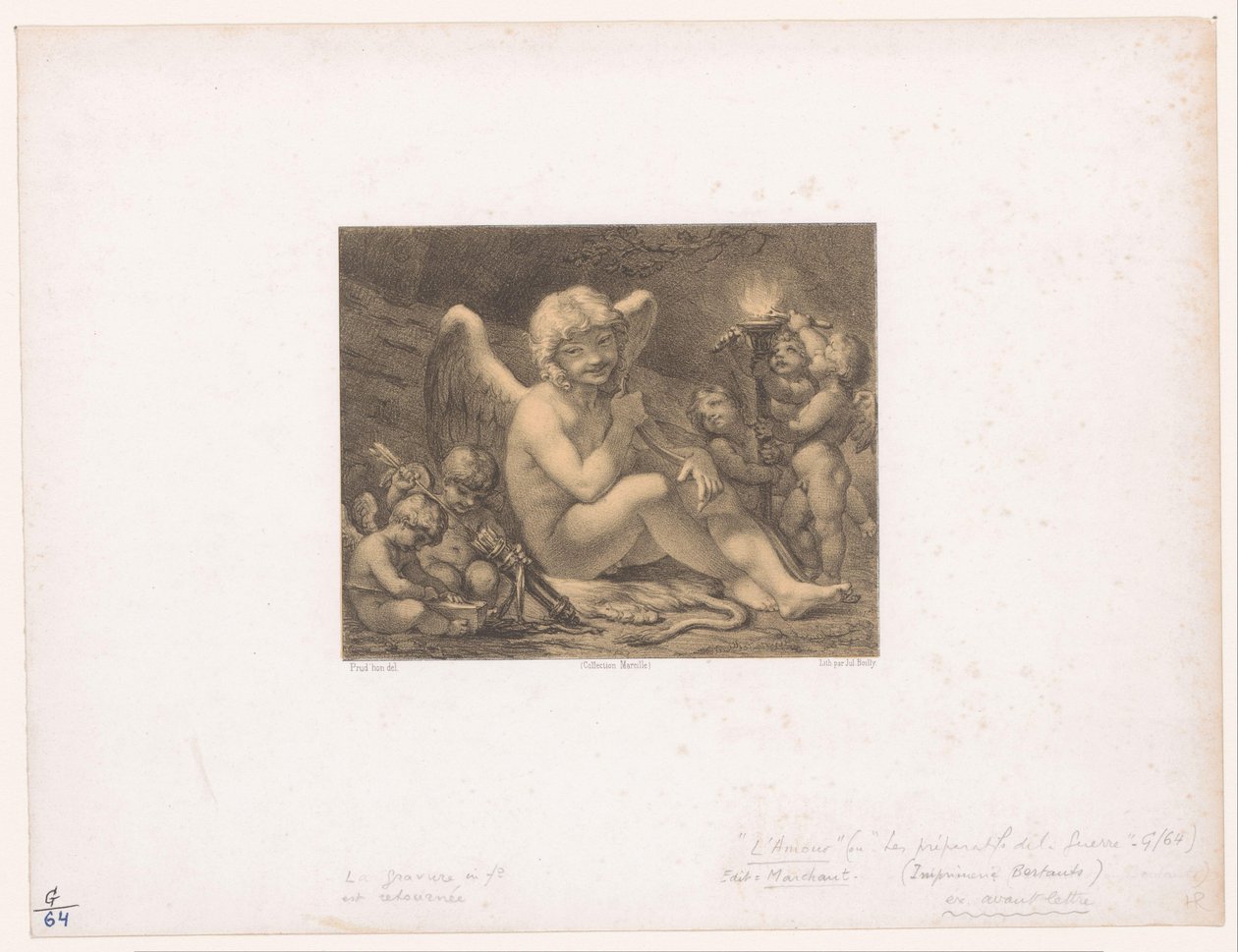 Amor és putti élesíti nyilaikat Les Préparatifs de la guerre alkotó: Julien Leopold Boilly