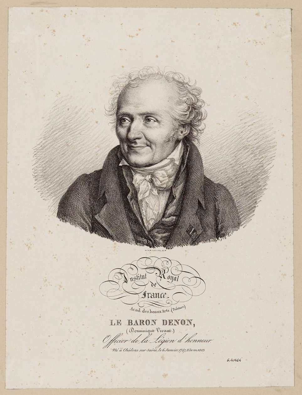 Francia Királyi Intézete / Képzőművészeti Akadémia (Festészet) / Denon báró / (Dominique Vivant) / a Becsületrend tisztje. alkotó: Julien Leopold Boilly