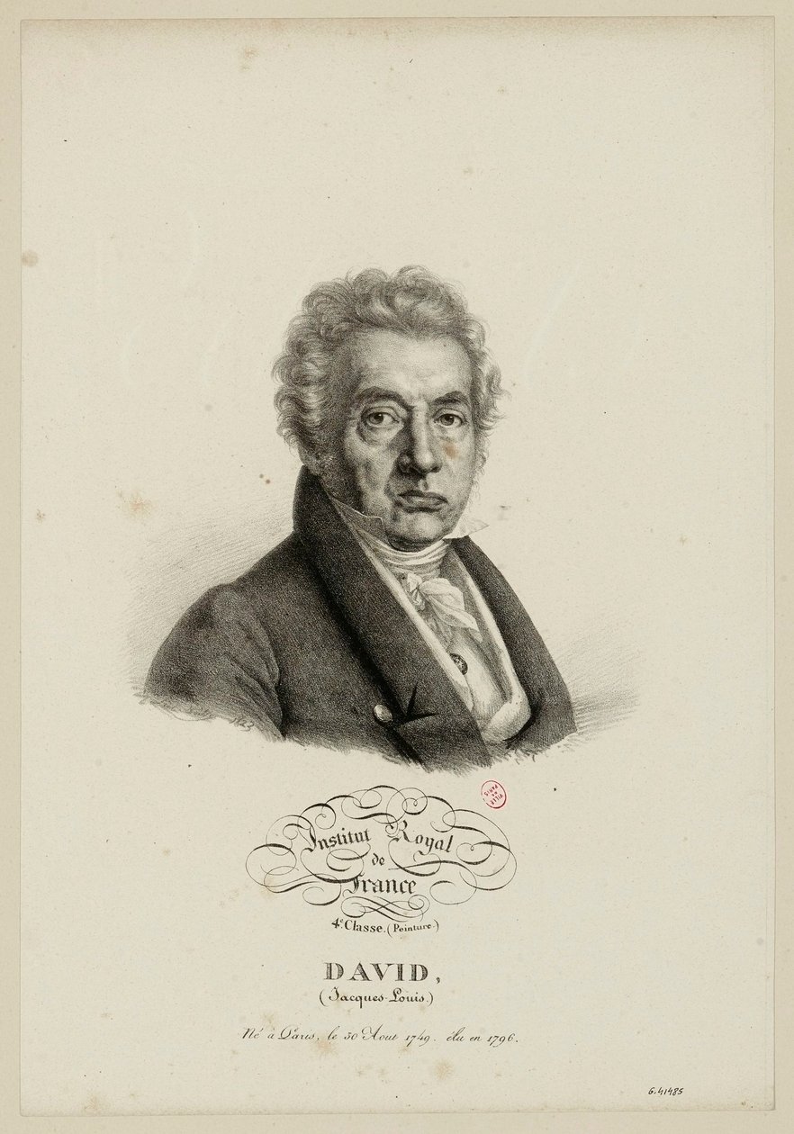 Francia Királyi Intézet, 4. osztály. (Festészet.) David, (Jacques-Louis.) Párizsban született 1749. augusztus 30-án, 1796-ban választották meg. alkotó: Julien Leopold Boilly