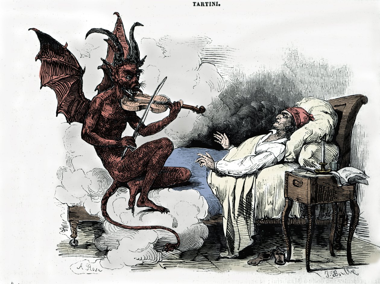 Giuseppe Tartini (1692-1770) zeneszerző álma: „Sonata des trilles du Diable” (g-moll hegedűszonáta) című művében a zeneszerző arról álmodik, hogy lelke árán egyezséget köt az ördöggel, rábízza. ő a hegedűjével és az ördög játszik alkotó: Julien Leopold Boilly
