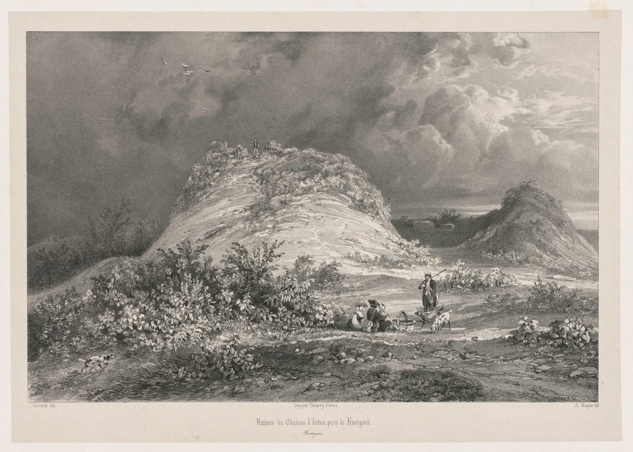 A Chateau dArtns romjai Huelgoat közelében, Bretagne, 1845-1846. alkotó: Julien Louis Jacottet