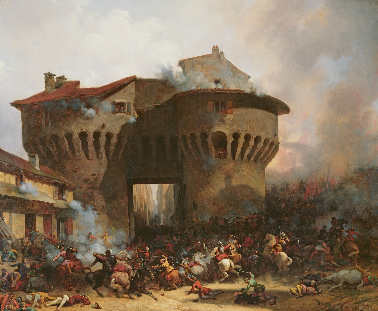Harc a Porte Pannessacnál 1562-ben, 1833 körül alkotó: Julien Michel Gue