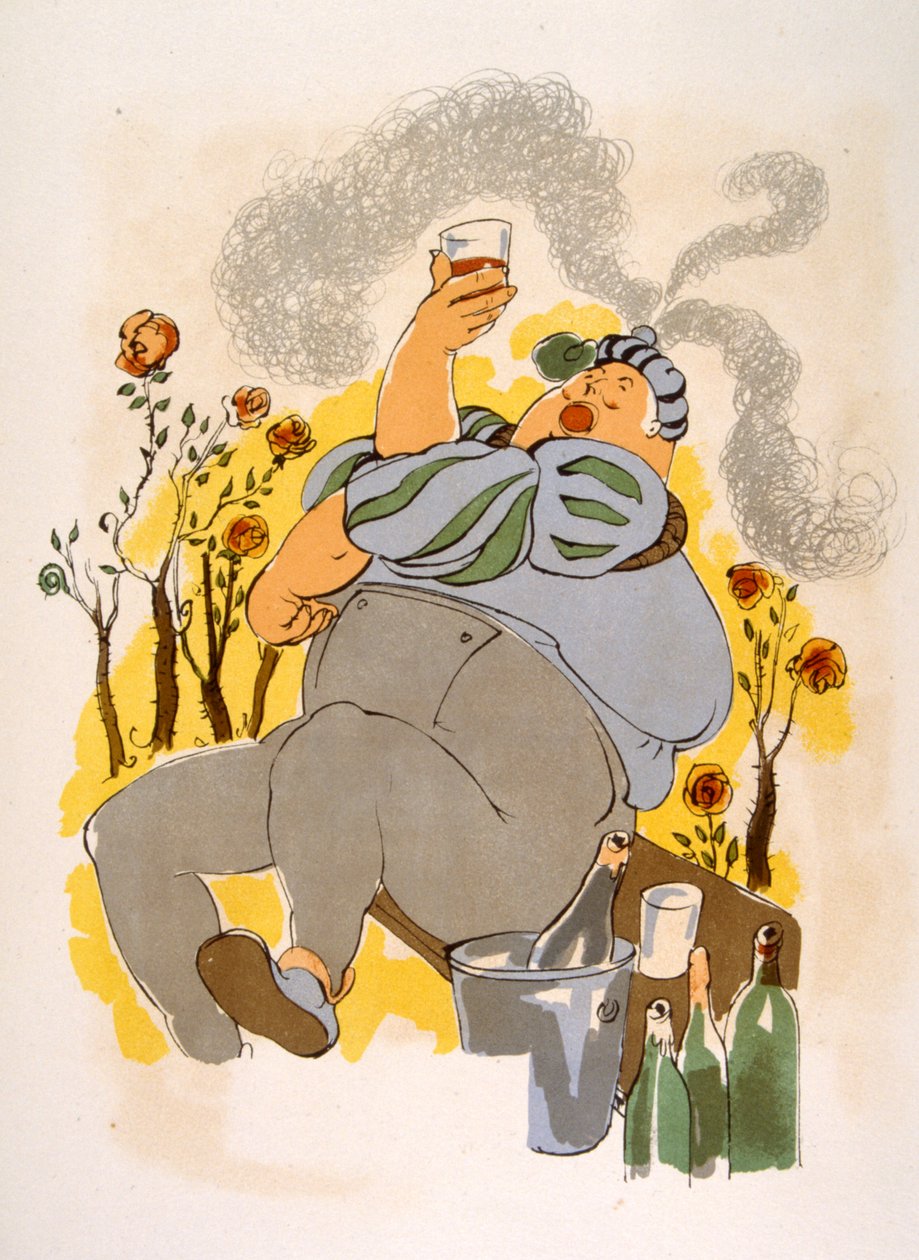 Humoros bor-illusztráció 1946. Illusztráció: Julien Pavil alkotó: Julien Pavil