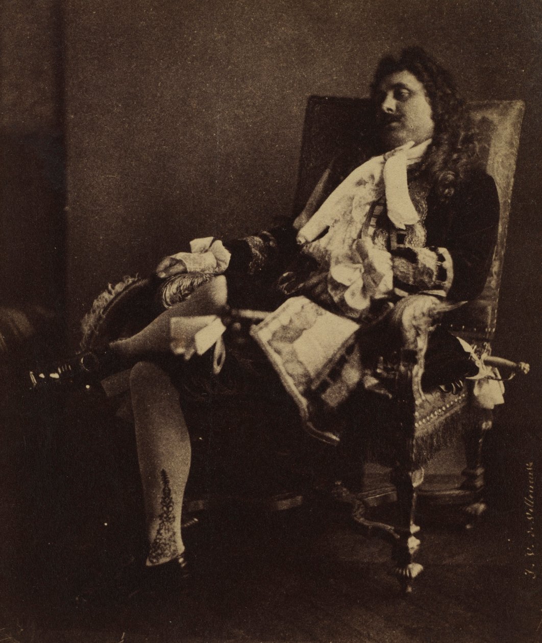 Leroux úr Alceste szerepében a Le Mizantrópban, az 1850-es évek közepén. alkotó: Julien Vallou de Villeneuve