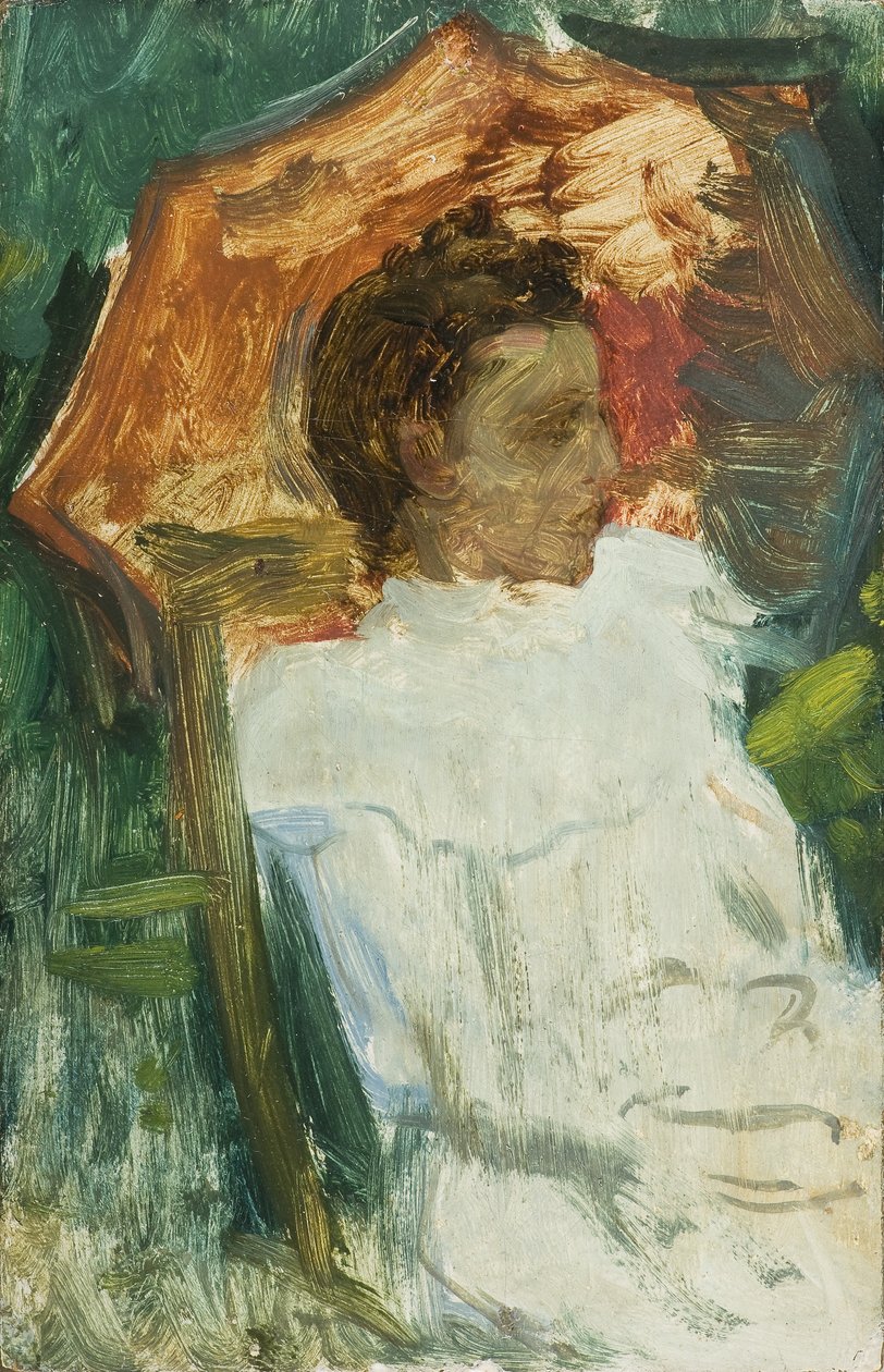 Fiatal férfi esernyővel alkotó: Julio Romero de Torres