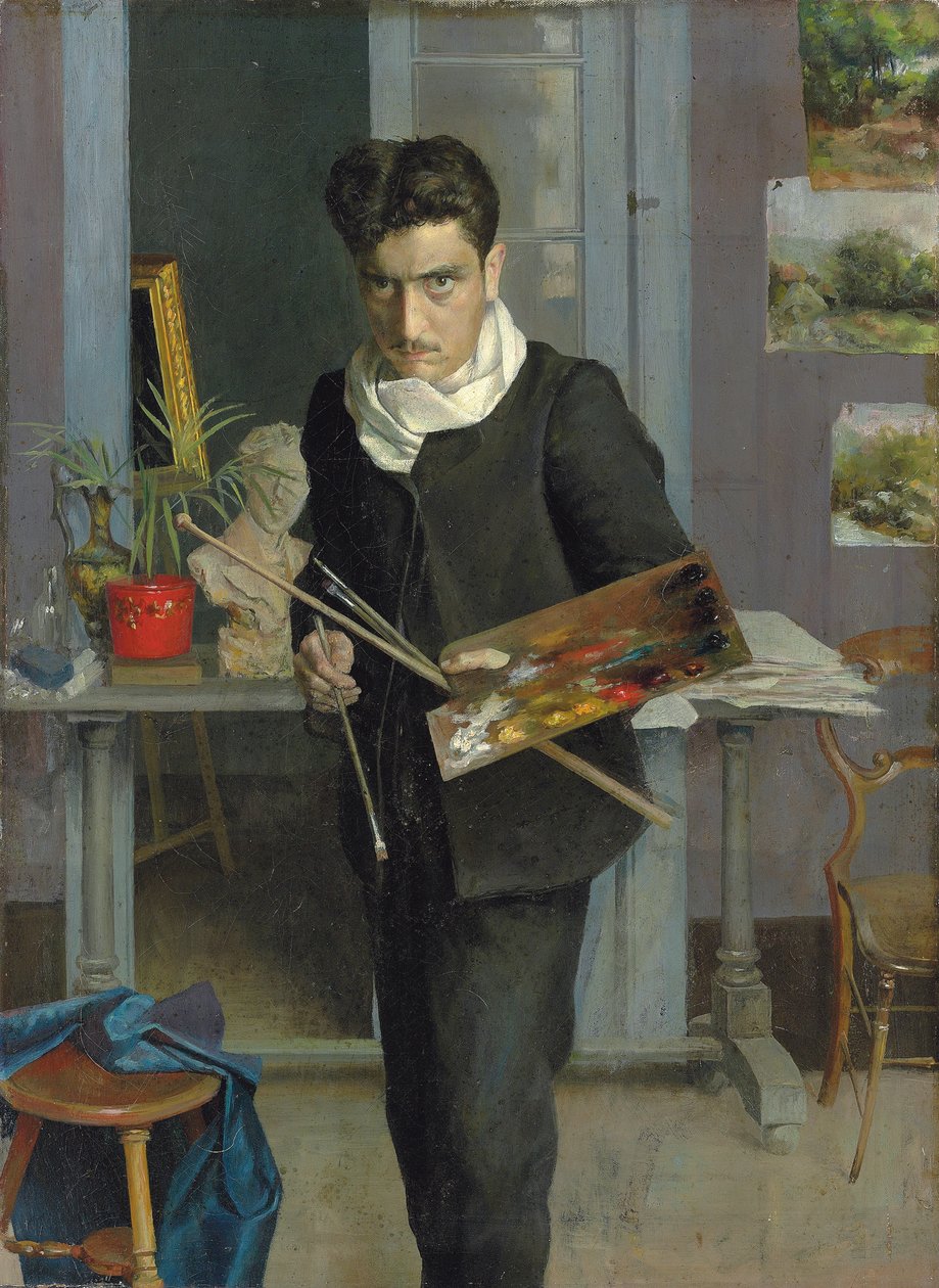 A művész önarcképe a műtermében alkotó: Julio Romero de Torres