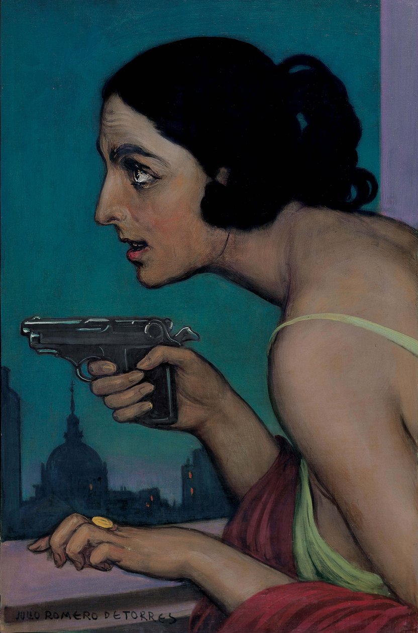 Nő fegyverrel, 1925. alkotó: Julio Romero de Torres
