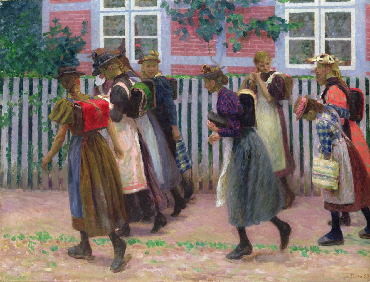 Lányok úton az iskolába, 1899 alkotó: Julius August Friedrich Theodor von Ehren