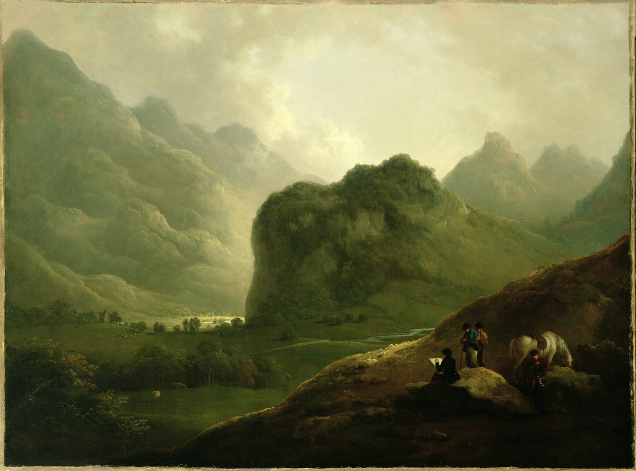 Rajzbuli a hágóban Borrowdale-ben alkotó: Julius Caesar Ibbetson