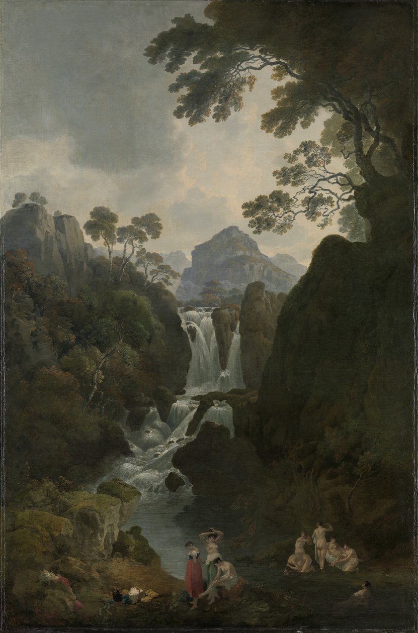 Vízesés fürdőzőkkel, 1800-17 alkotó: Julius Caesar Ibbetson