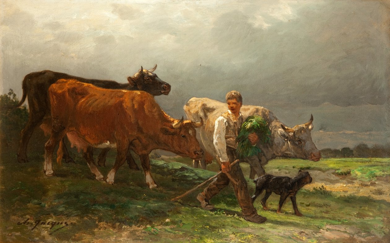 Breton legény szarvasmarhával alkotó: Julius Caesar Ibbetson
