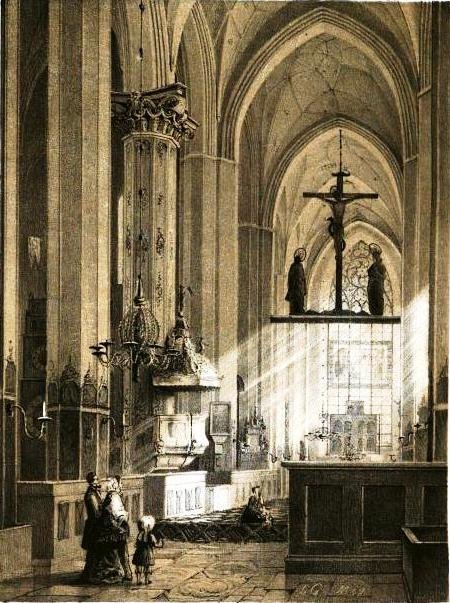 A Gdansk -i St. Marienkirche belső nézete alkotó: Julius Greth