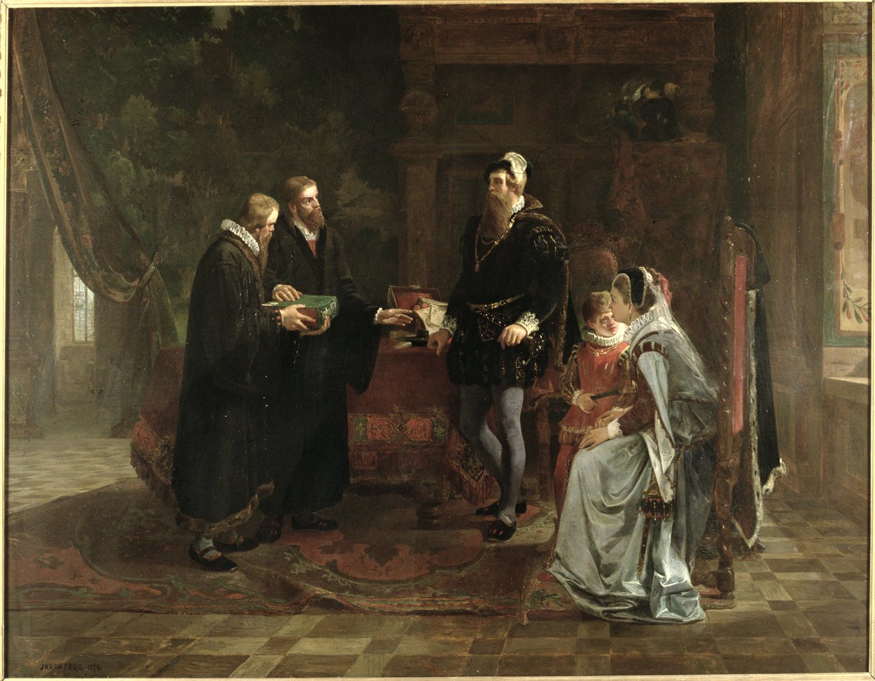 I. Vasa Gusztáv svéd király (kb. 1496-1560) megkapja a Biblia svéd fordítását, 1870 alkotó: Julius Kronberg