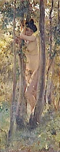 Fiatal meztelen nő az aljnövényzetben alkotó: Julius Leblanc Stewart