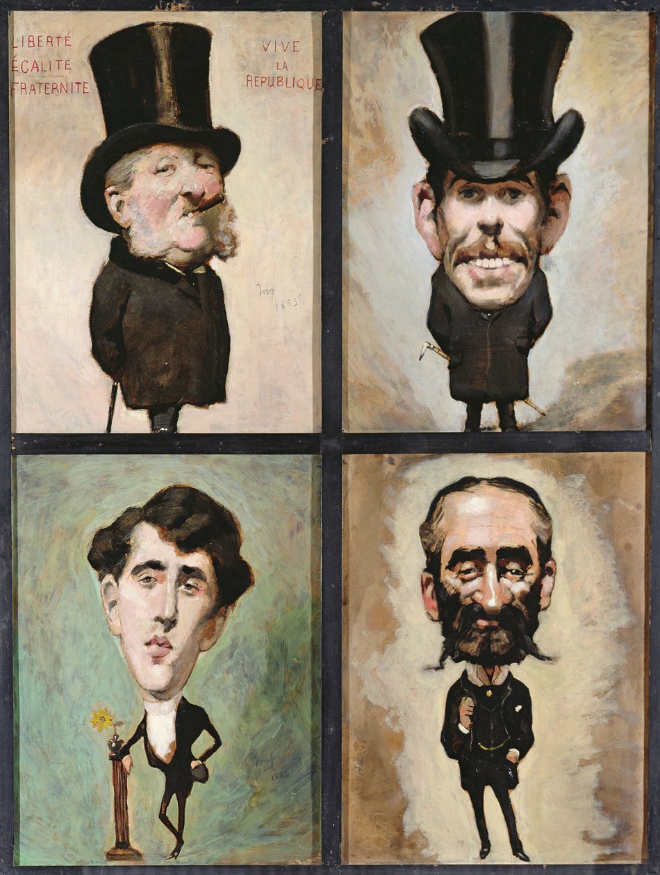 Négy karikatúra, 1882-83 alkotó: Julius Mandes Price