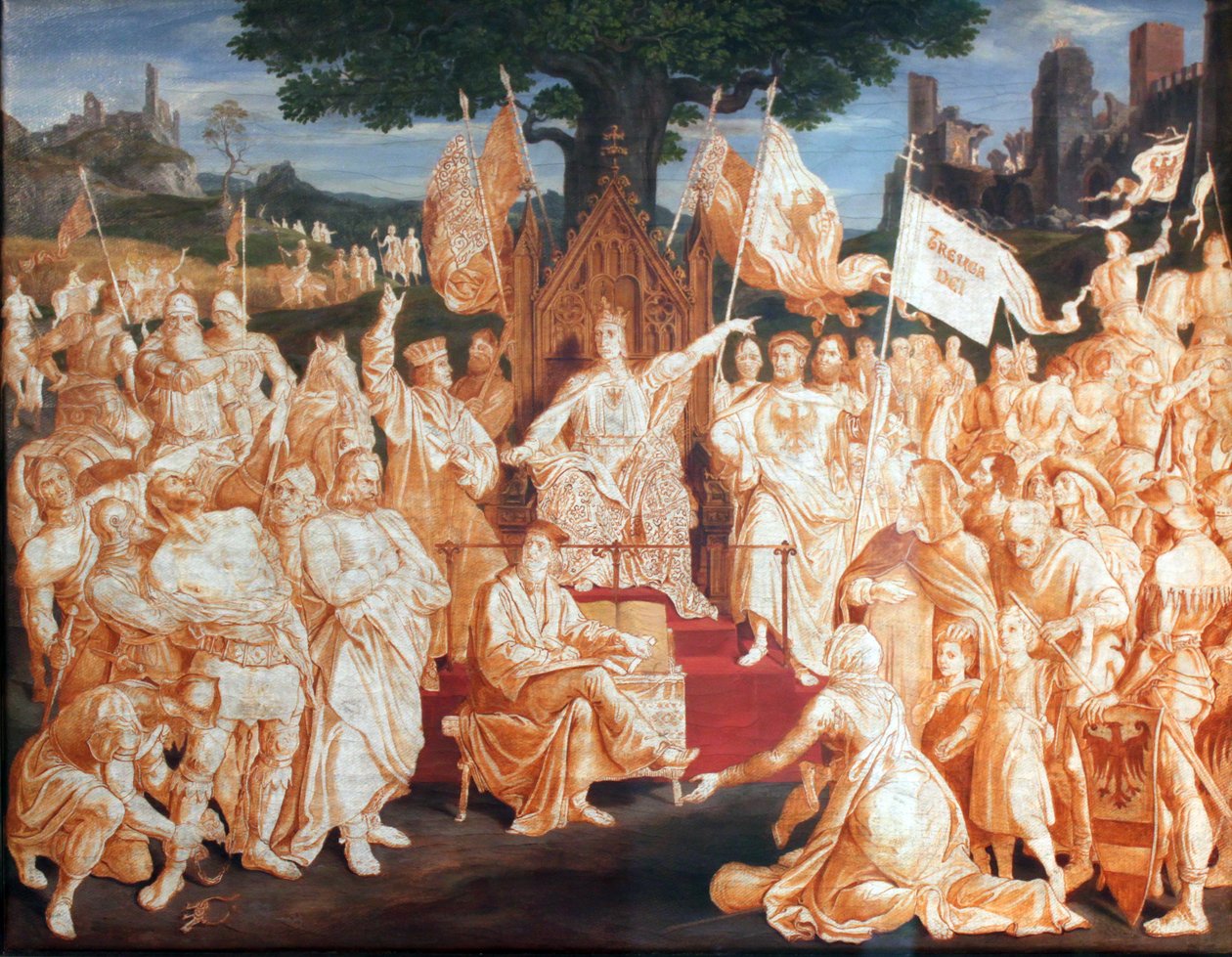 A közbéke megteremtése Habsburg Rudolf császár által alkotó: Julius Schnorr von Carolsfeld