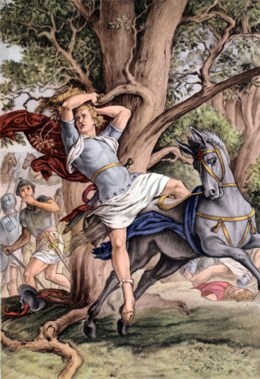 Absolon halála, c. 1950-es évek (képeslap) alkotó: Julius (after) Schnorr von Carolsfeld