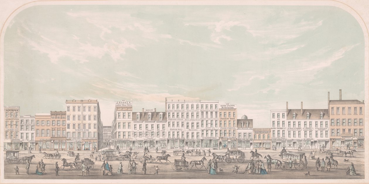 Broadway, New York, a csatornától a Grand Streetig, West Side, 1856. alkotó: Julius Bien