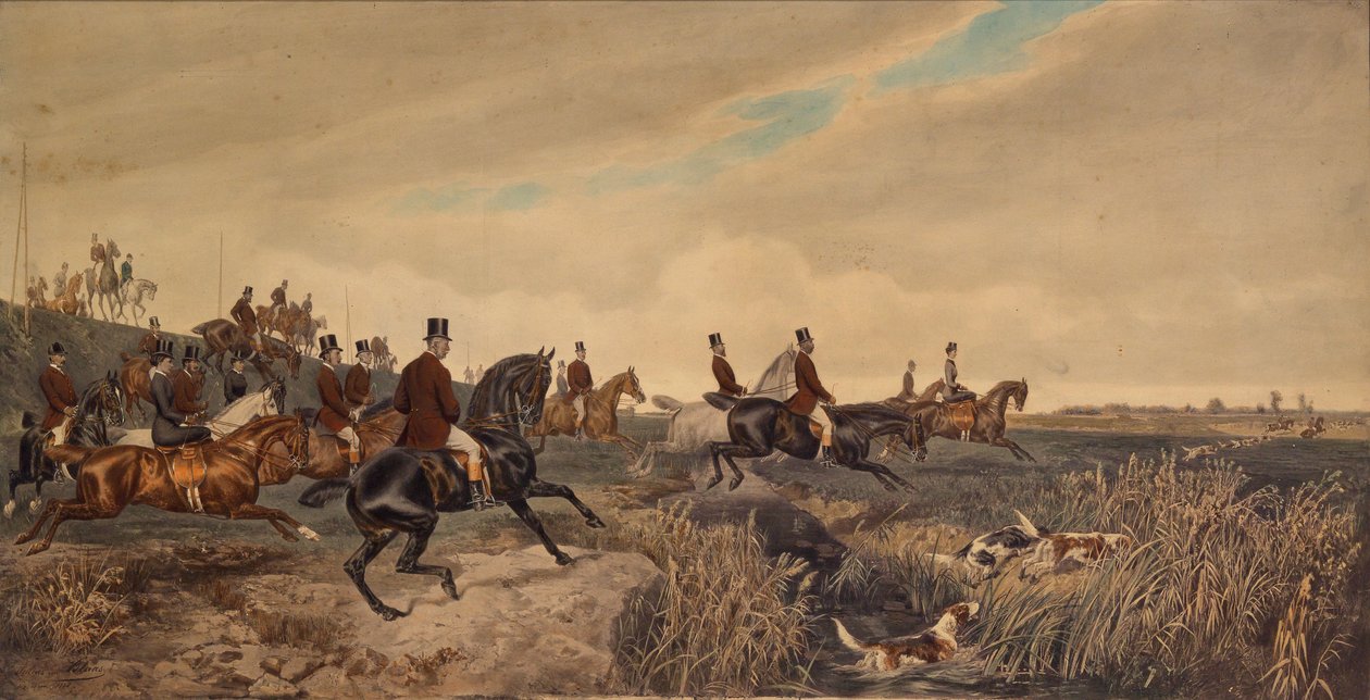 I. Ferenc József császár Erzsébet császárnővel egy parforcevadászat során, 1880. alkotó: Julius Blaas von