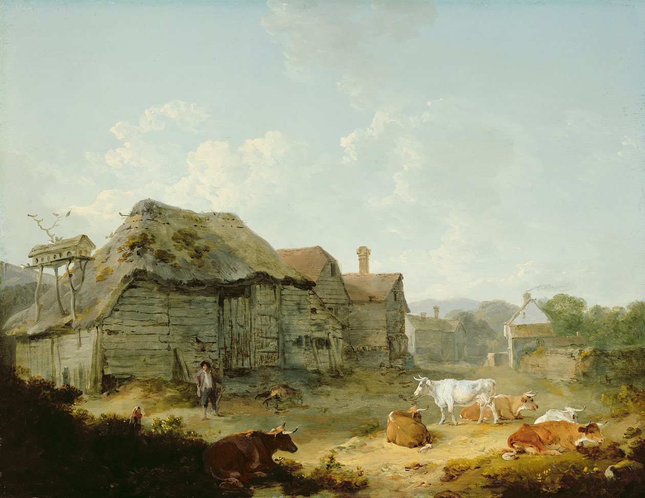 Farmyard, Otford, Kent alkotó: Julius Caesar Ibbetson