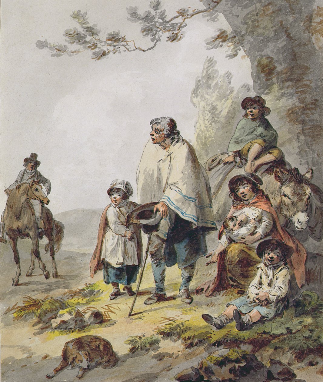Cigány család (toll és tus, akvarell, papír) alkotó: Julius Caesar Ibbetson