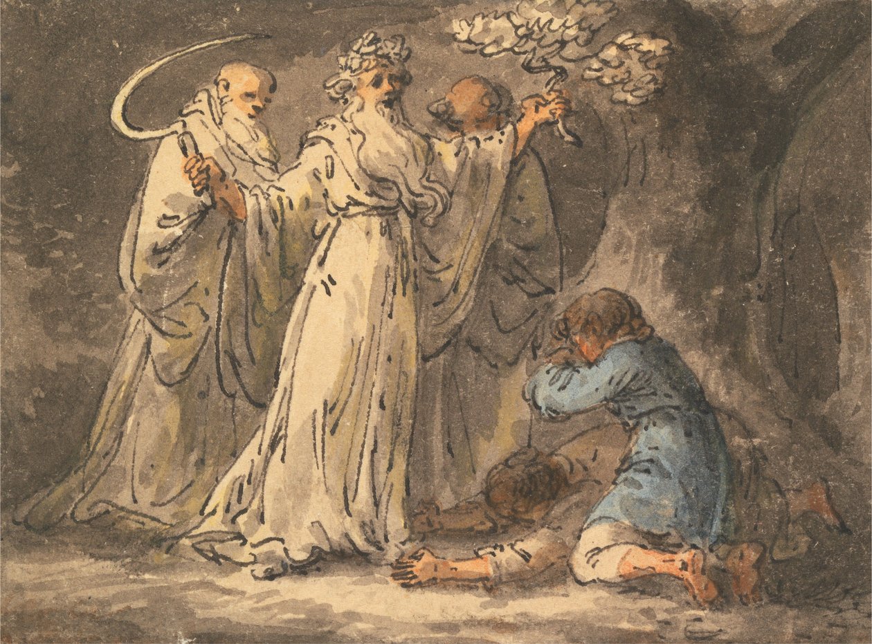 A fagyöngy levágása róla a druidák által alkotó: Julius Caesar Ibbetson