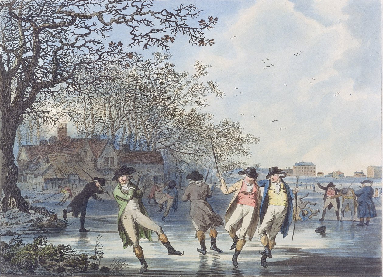 Téli szórakozás: Kilátás a Hyde Parkban a Moated House-ból, 1787 (akvatinta) alkotó: Julius Caesar Ibbetson