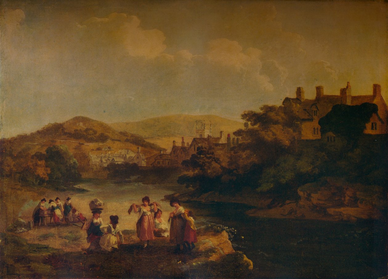 Nők, akik ruhát mosnak a walesi patakban, 1790 alkotó: Julius Caesar Ibbetson