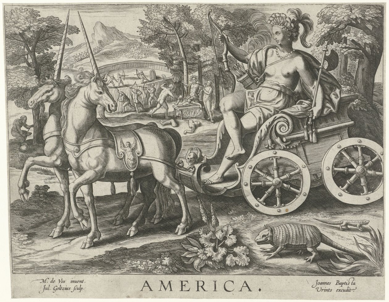 Amerika Amerika (cím a tárgyon) A négy kontinens (sorozat címe) alkotó: Julius Goltzius