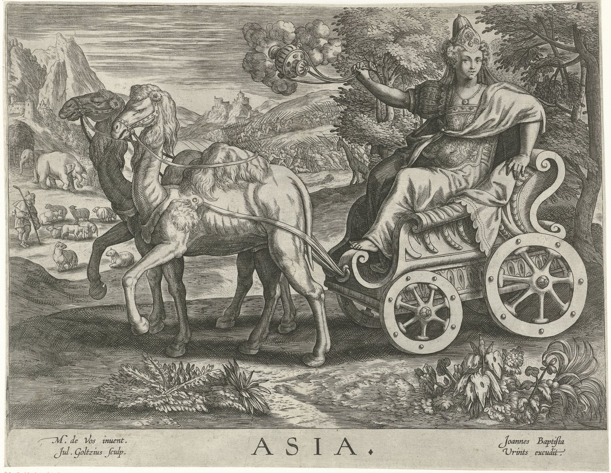 Ázsia Ázsia (cím a tárgyon) A négy kontinens (sorozat címe) alkotó: Julius Goltzius